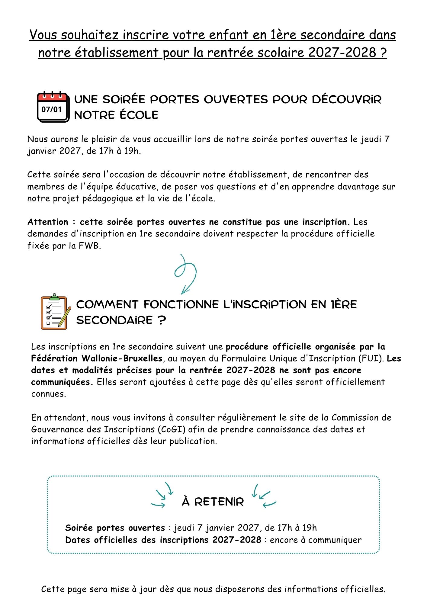 Modalités inscriptions 1e 27-28